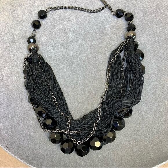 Kien vintage black Layered chunky beaded rope and chain necklace - Picture 2 of 5